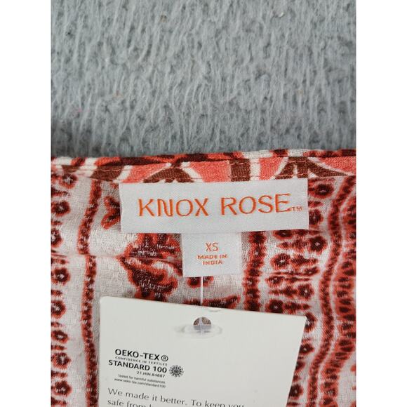 Knox Rose Shirt Women XS Orange Cottagecore Boho Pattern Flowy Tunic Pockets NWT - Picture 2 of 9